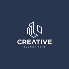 Technology logo combined with letter L vector collection of letter L