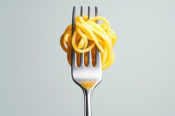 Fork with spaghetti in minimalist food illustration on white background