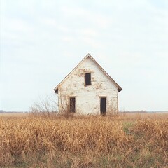 Obraz premium Abandoned Farmhouse in Autumn Field