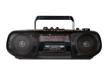 Vintage retro portable radio cassette recorder isolated