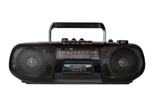 Vintage retro portable radio cassette recorder isolated