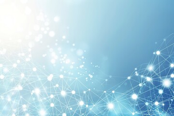 Abstract network connection background.  Bright nodes and lines on a blue backdrop.