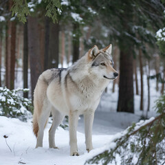 Naklejka premium wolf in snow