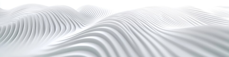 Obraz premium Abstract white waves, soft undulating surfaces, minimalist landscape, ethereal textures, smooth gradients, monochromatic design, gentle curves, snow-like terrain, peaceful atmosphere, serene environme