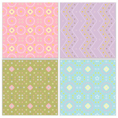Bandhani design in pastel colors. Set of four vector seamless Bandhani designs in pastel colors. EPS 10 file contains the pattern swatches.
