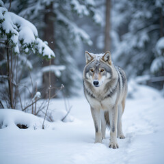 Fototapeta premium wolf in winter forest