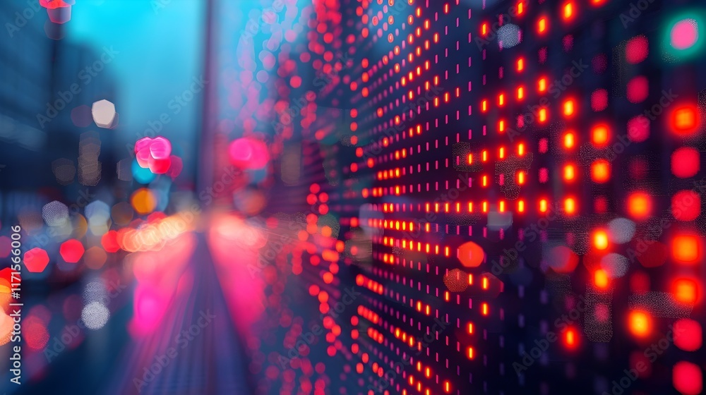 Poster close up of dynamic market ticker displaying financial data and symbols