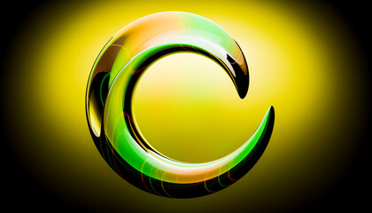 Abstract green crescent on a luminous gradient background