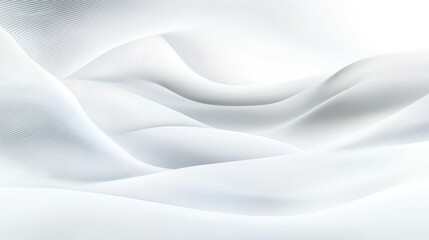 Obraz premium Abstract white waves, soft undulating surfaces, minimalist landscape, ethereal textures, smooth gradients, monochromatic design, gentle curves, snow-like terrain, peaceful atmosphere, serene environme