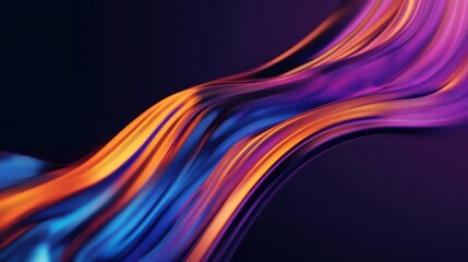 Abstract fluid waves, vibrant colors, dynamic swirls, orange and purple gradients, cosmic energy, smooth curves, digital art, high contrast, motion blur effect, futuristic design, 8K resolution, ultra