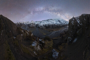 Majestic Icelandic Landscape Under Starry Night Sky