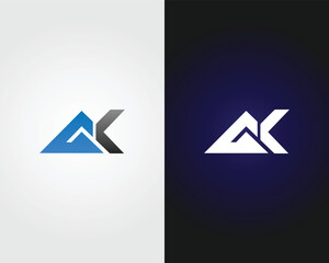 AK Letter Abstract Logo Design Template Vector Graphic Branding Element.