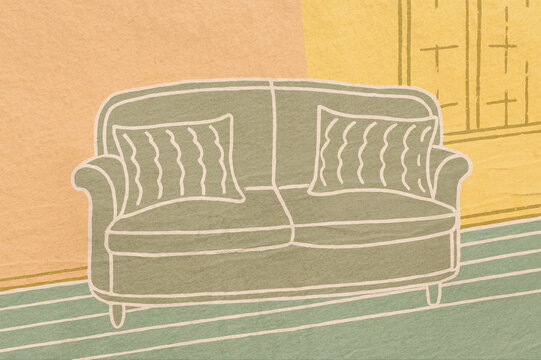 Cozy home illustration featuring a stylish sofa design.