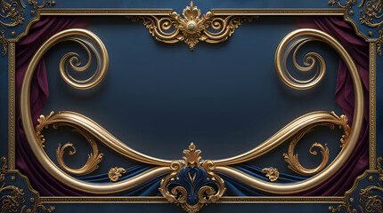 Elegant Ornate Gold Frame With Dark Blue Centerpiece