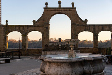 Fototapeta premium Italy Grosseto the village of Pitigliano built on tuff Fountain of the Seven Spouts
