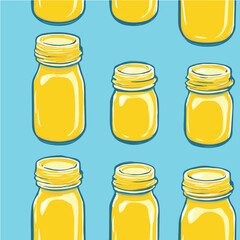 Illustration Seamless Pattern of Lemonade in glass