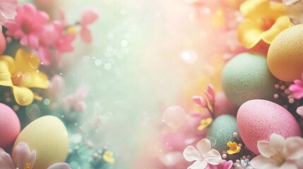 Easter abstract background. Featuring pastel pinks, yellows, and greens. Highlighting renewal, joy,...