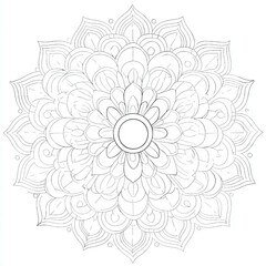 Floral mandala with fine line details white background