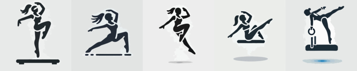 vector silhouette of woman doing aerobics