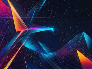 Abstract Geometric Neon Light Design with Stars