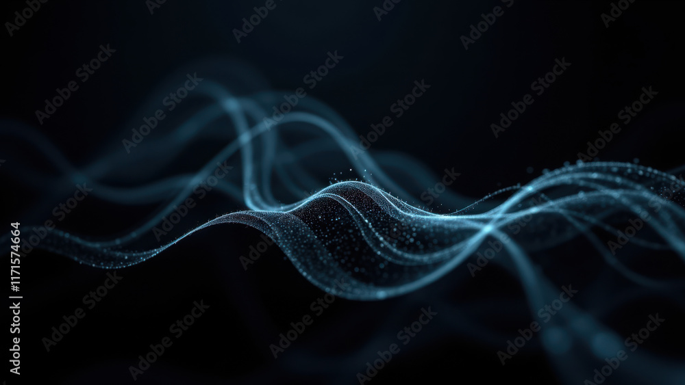 Poster the image depicts an artistic representation of artificial intelligence with a flowing digital aesth