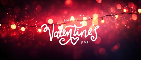 Romantic Valentines Day Background with Lights and Bokeh