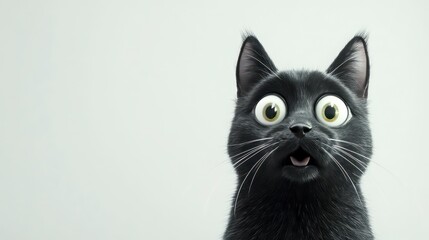 Obraz premium a surprised cat with wide eyes and a comical expression isolated against a pure white background emphasizing its whimsical nature and charm