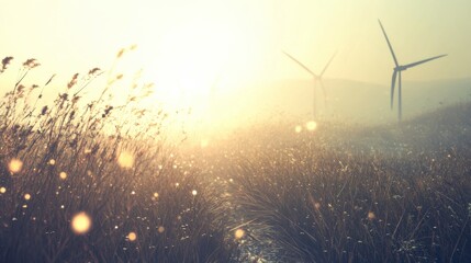 Modern Wind Farm with Soft Light and Detailed Textures