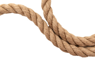 Jute. Twisted linen rope on a white background. Rope