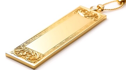 Isolated gold-plated metal bookmark with an elegant design isolated on solid white background.