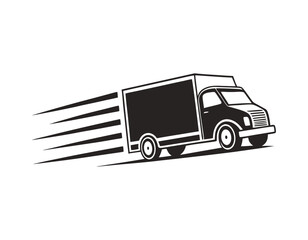 black and white illustration of a speedy delivery vehicle