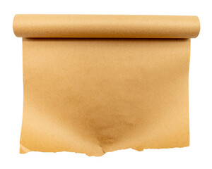 Roll of parchment paper for baking on a white background. Parchment paper isolate. homemade baking