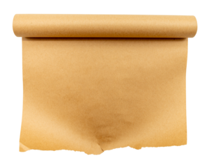 Roll of parchment paper for baking on a white background. Parchment paper isolate. homemade baking