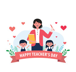 Happy Teachers Day with a flat vector illustration