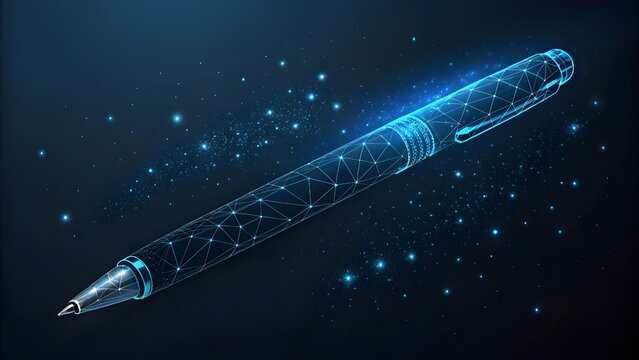 Back to school. Abstract image of a pancil in the form of a starry sky or space, consisting of points, lines, and shapes in the form of planets, stars and the universe.