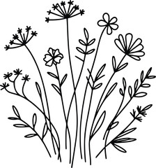 Wildflower svg, floral svg, wild floral line art