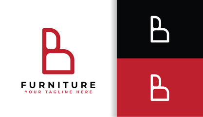 Letter B Logo for Furniture, B with Sofa Logo © bikzly