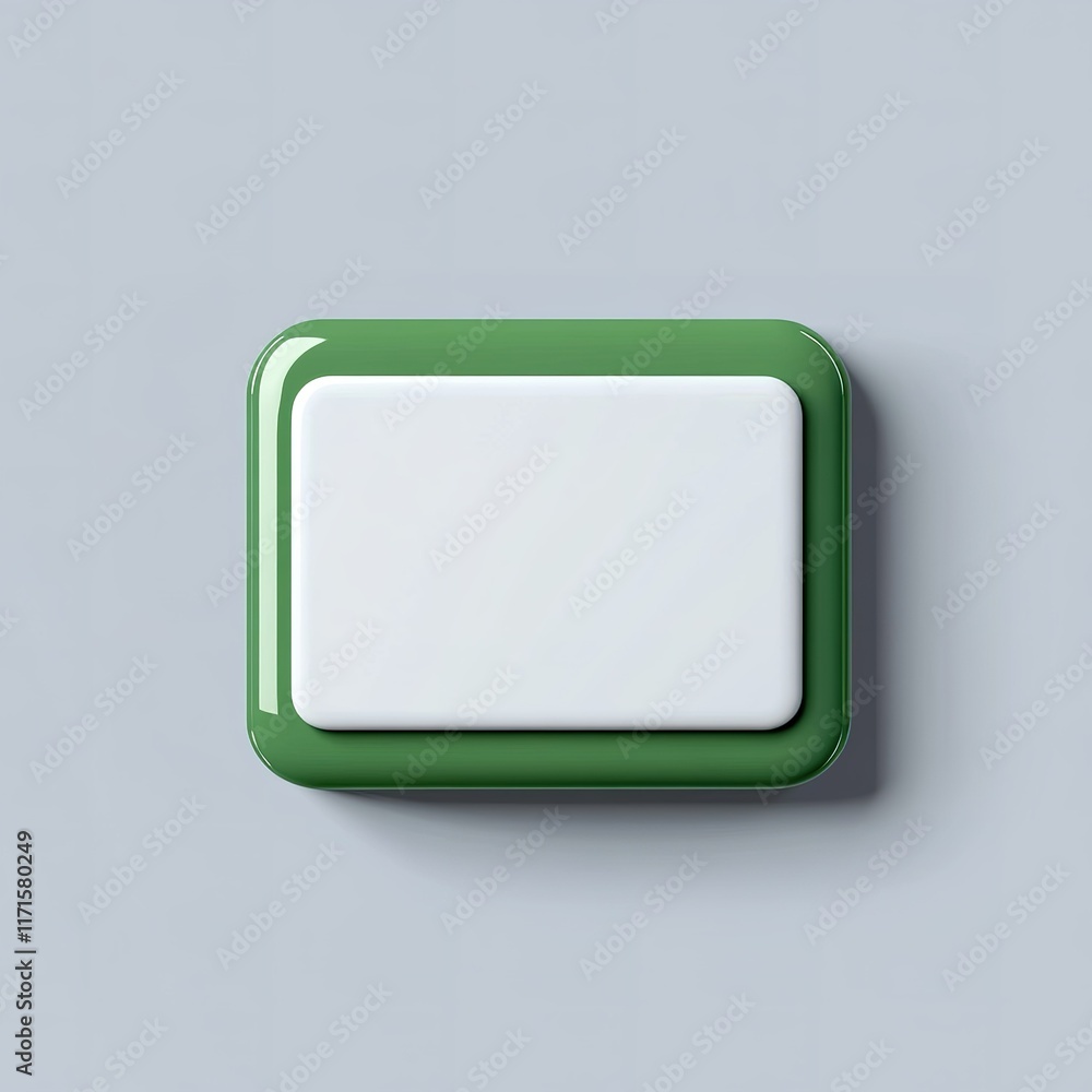 Poster modern green and white rectangular button or switch.