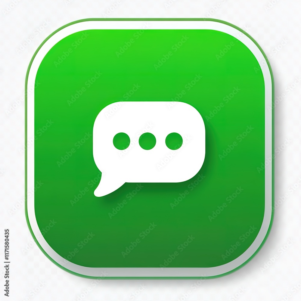 Poster green button with a speech bubble icon, indicating communication or messaging.