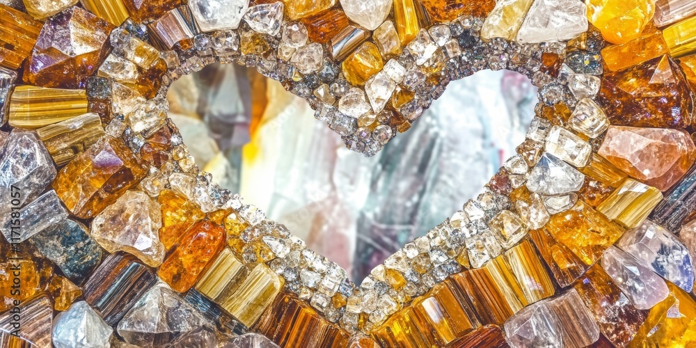 Poster heart shape created with sparkling crystals that evoke a sense of elegance and sparkle in any settin