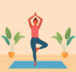 young woman doing yoga vector 
