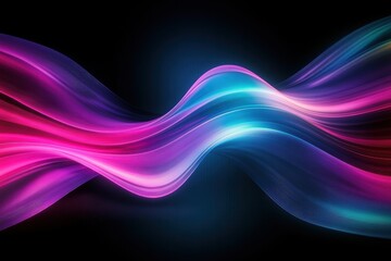 Fototapeta premium Abstract, swirling light trails, vibrant neon colors, purple and blue hues, dynamic motion, smooth curves, energy flow, glossy surface, futuristic, digital art, high contrast, luminous streaks, fluid 