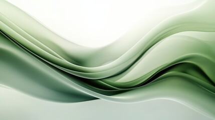 Obraz premium Abstract waves, flowing curves, transparent layers, emerald green, mint green, white background, dynamic motion, fluid design, smooth gradients, ethereal atmosphere, elegant composition, minimalist ae