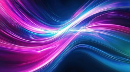Obraz premium Abstract neon lights, vibrant pink and blue streaks, dynamic energy flow, futuristic background, glowing waves, electric atmosphere, motion blur, glossy reflections, digital art, colorful light trails
