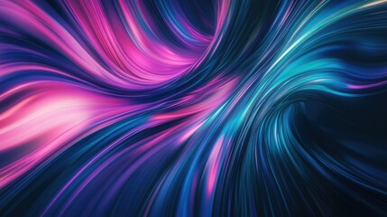 Obraz premium Abstract, swirling light trails, vibrant neon colors, purple and blue hues, dynamic motion, smooth curves, energy flow, glossy surface, futuristic, digital art, high contrast, luminous streaks, fluid 