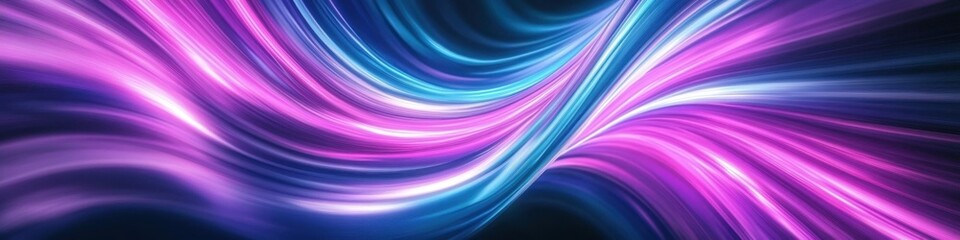 Obraz premium Abstract cosmic vortex, swirling energy waves, vibrant purple and blue light streams, dynamic motion blur, radial symmetry, sci-fi wormhole, digital art, high contrast, neon colors, futuristic space t