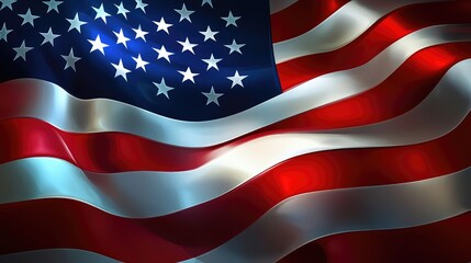 An American Flag Waving Proudly in the Wind