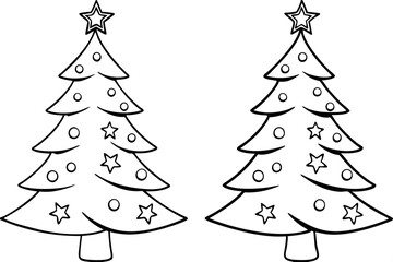 Two Simple Black and White Christmas Trees, Festive Ornaments