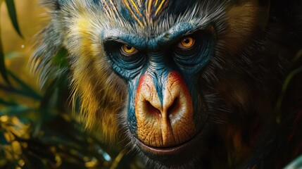 Majestic Mandrill Portrait: A Close-Up Encounter with Nature's Masterpiece