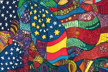 Abstract Colorful Flag Design With Stars